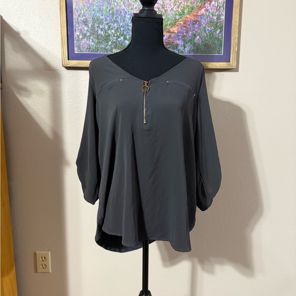 Tempted hearts Plus size grey blouse